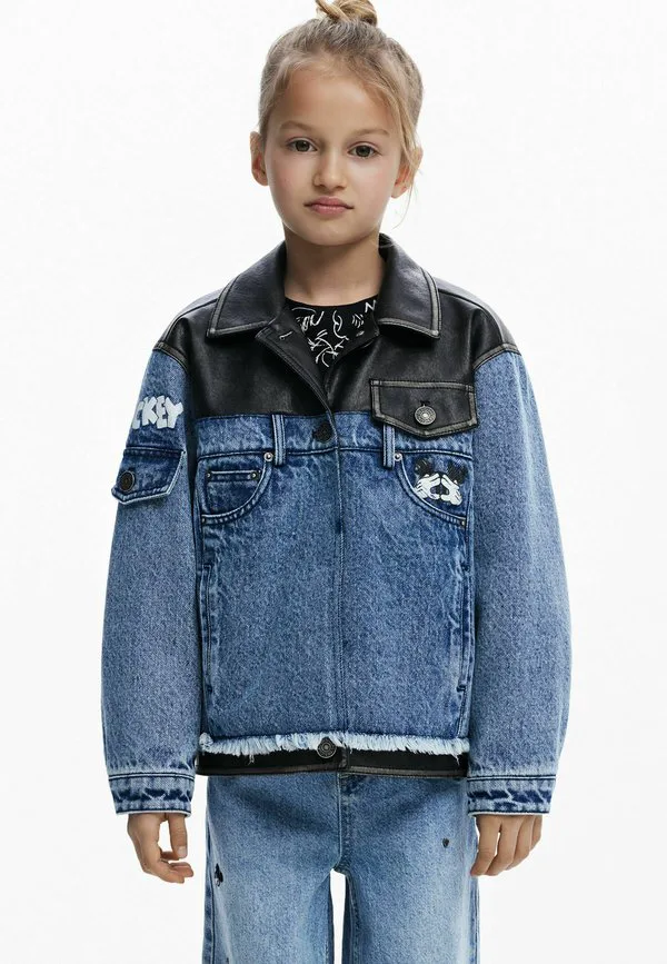 Комбинированная джинсовая куртка с изображением микки мауса Desigual, Blue — фото 2