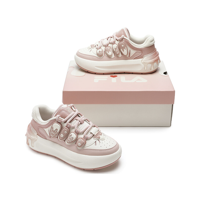 Кроссовки FILA CARROT 2 Skateboarding Shoes Women's Low-top Milk White/Smoke Rose Pink, розовый