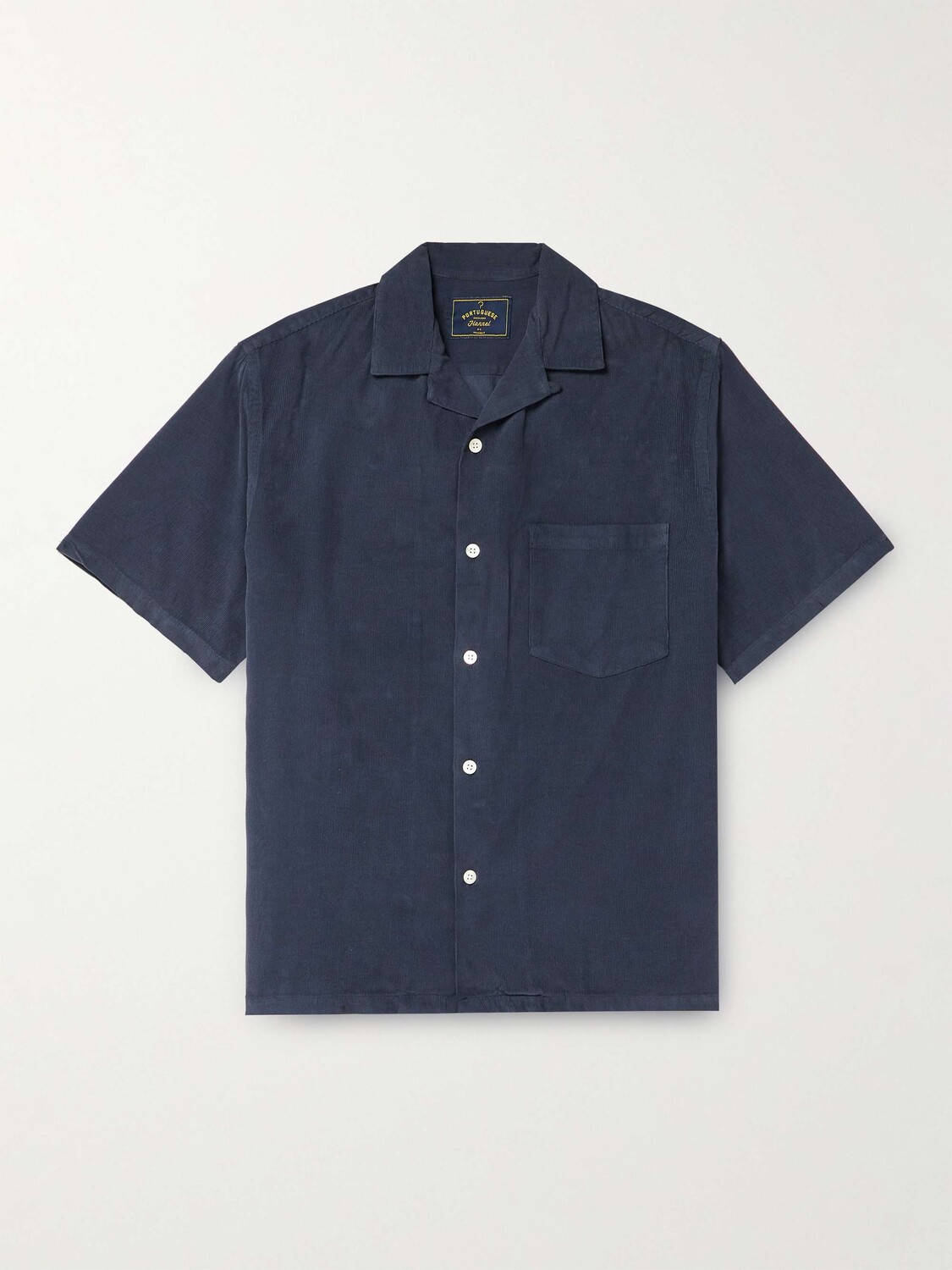 

Рубашка из хлопка и вельвета со сменным воротником PORTUGUESE FLANNEL, нави