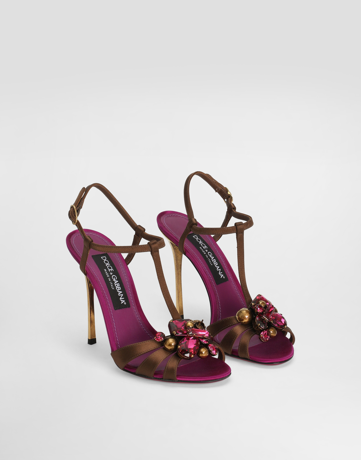 Сатиновые босоножки Keira 2.0 с украшениями DOLCE & GABBANA, мультиколор — фото 2