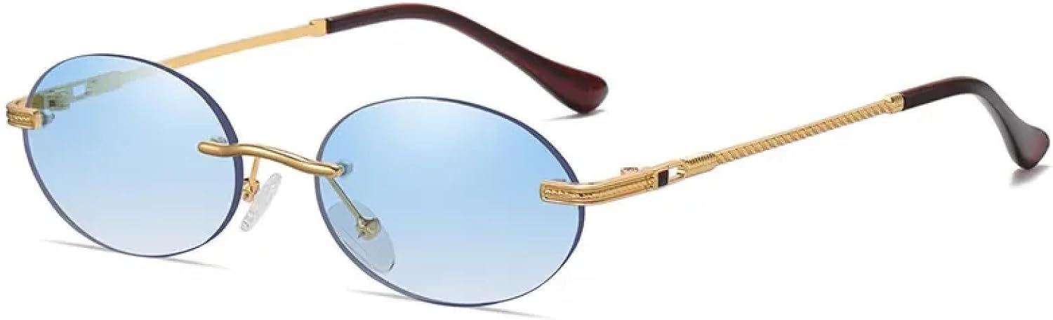 

Солнцезащитные очки с защитой от УФ-излучения UV400 | Овальная без оправа, синие зеркальные, золотистый металлик | Для женщин и мужчин, для занятий спортом на открытом воздухе и вождения DSVIGF, Gold Blue