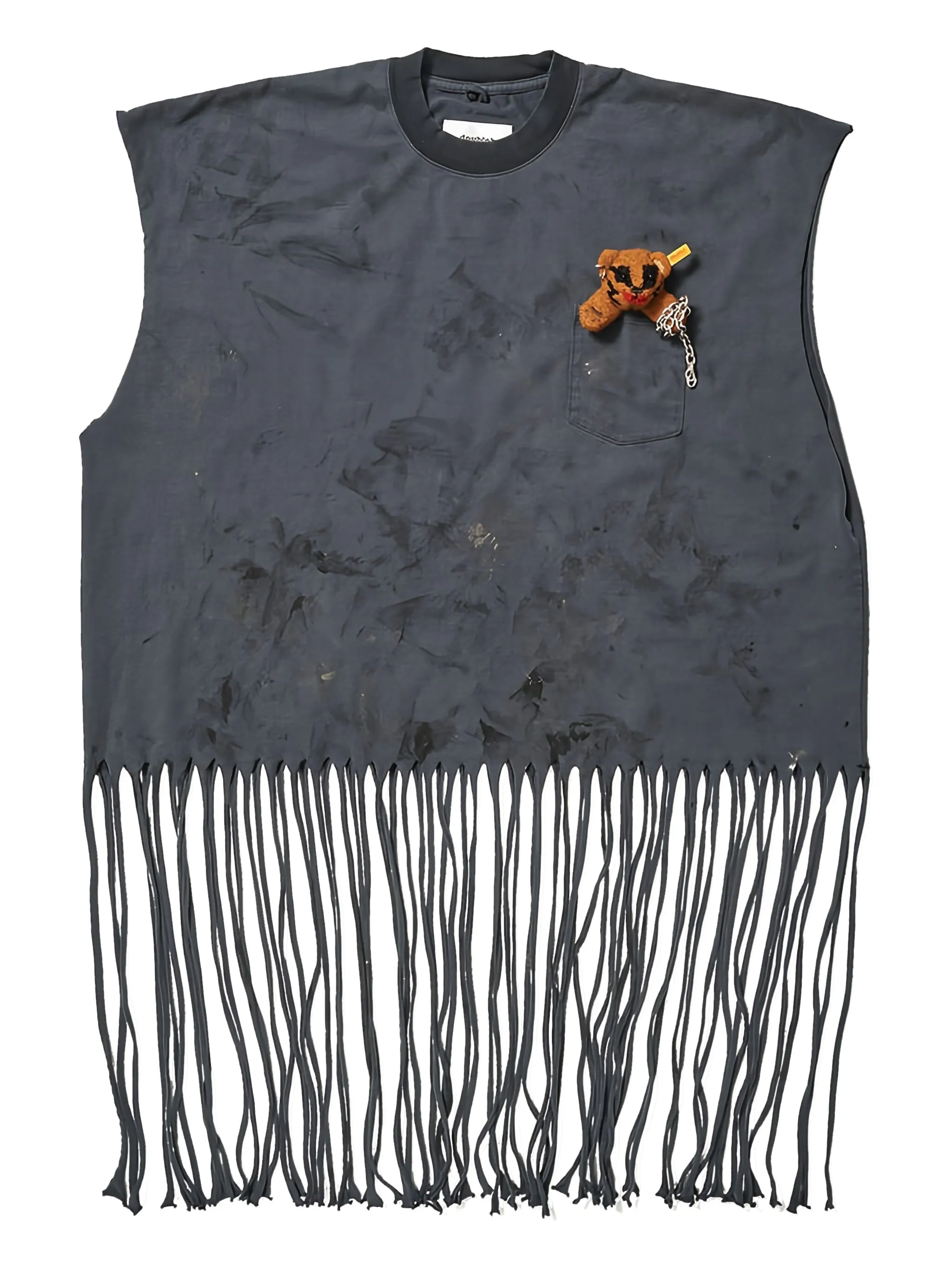 

Футболка No Sleeve с бахромой Doublet, черный