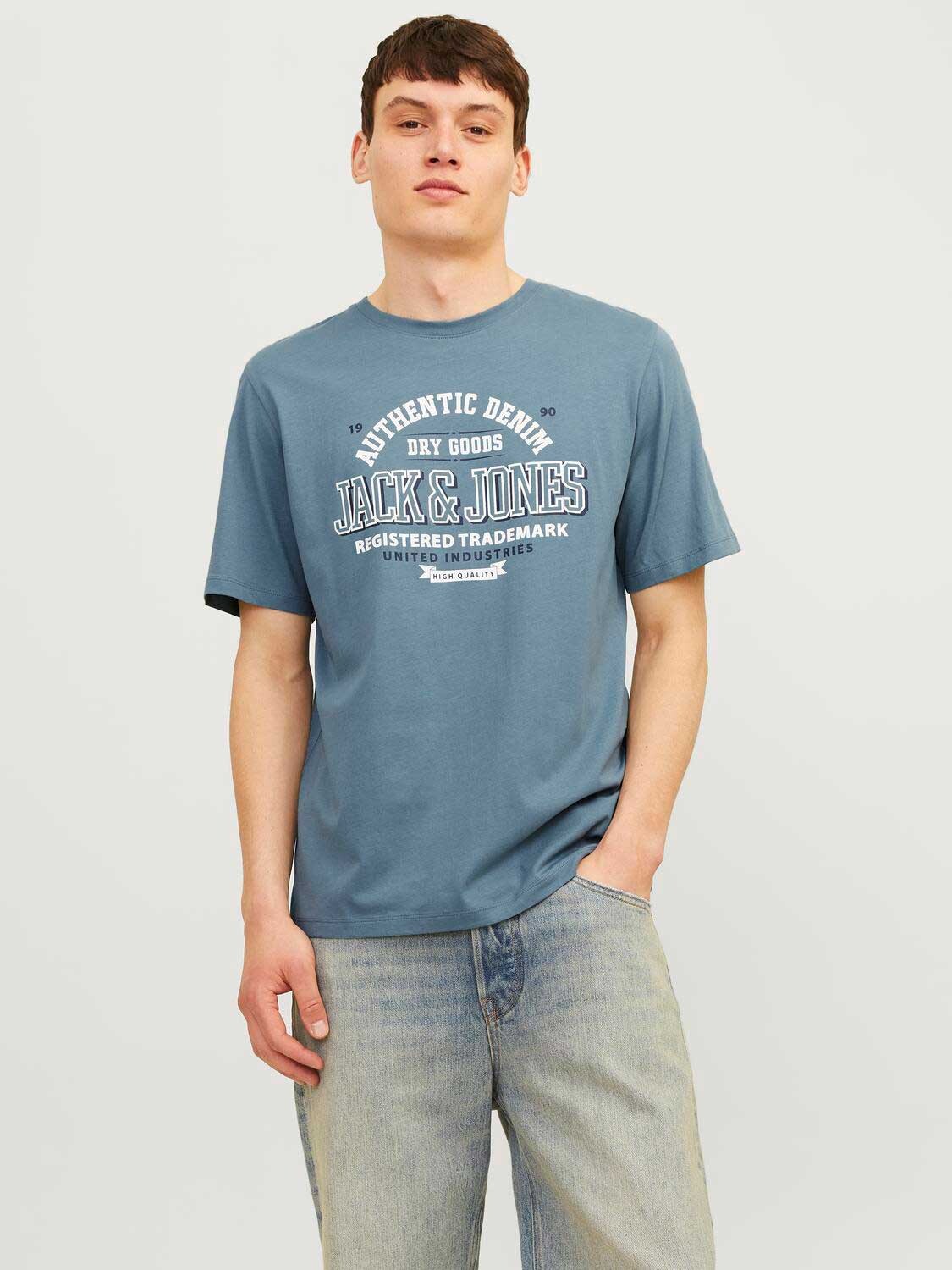 

Футболка Jack & Jones JJELOGO TEE SS O-NECK 2 COL AW24 SN, синий