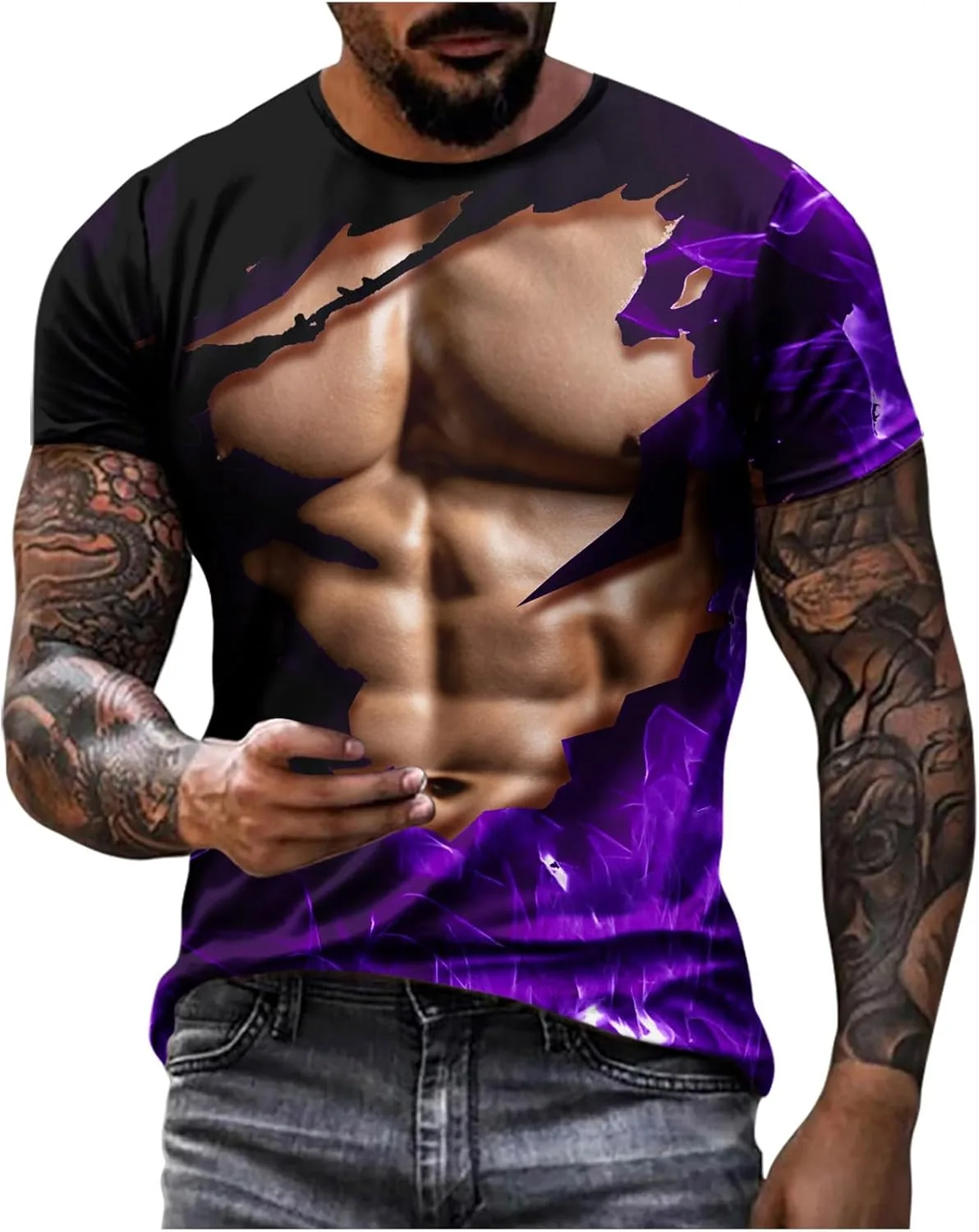 

Мужская футболка с 3D принтом мышц Sdeycui