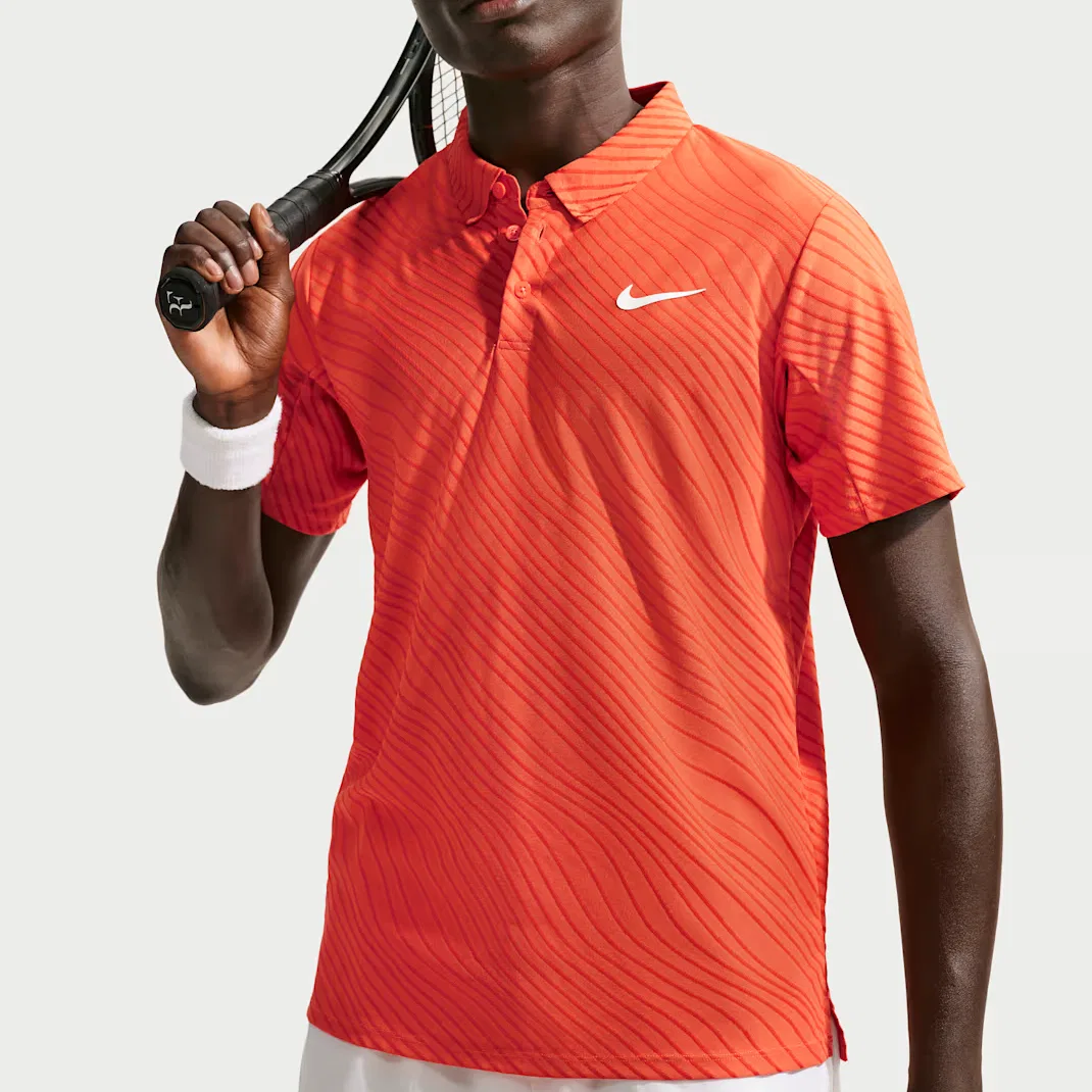 Теннисное поло Court Slam мужское Dri-FIT Adv Nike, Lawn Orange/Lawn Orange/White — фото 4