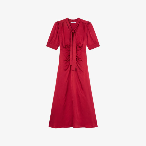 

Платье миди Lk Bennett Hetty из сатина с воротником-галстуком, красный