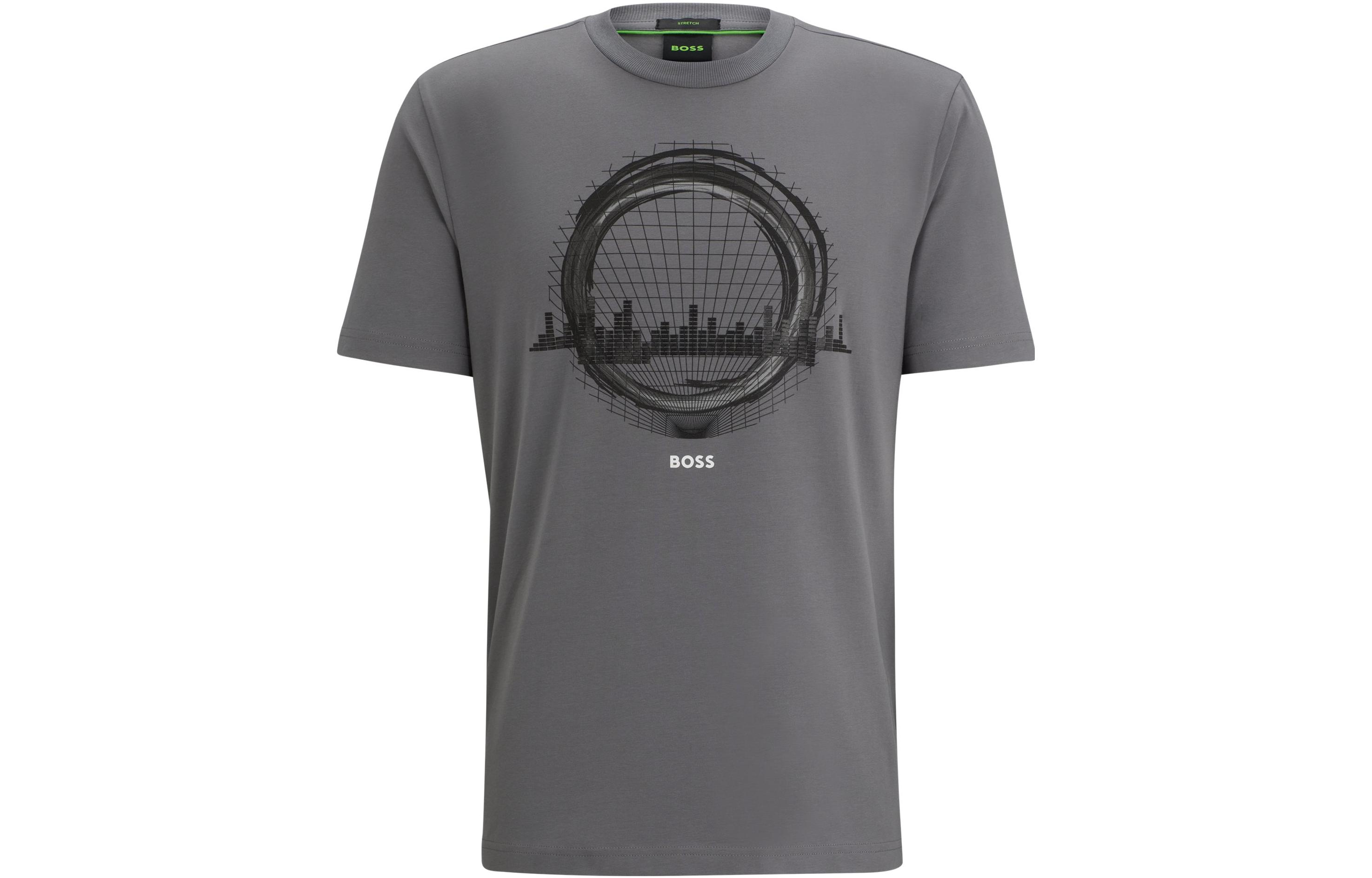 

Футболка HUGO BOSS с принтом, хлопок, серая