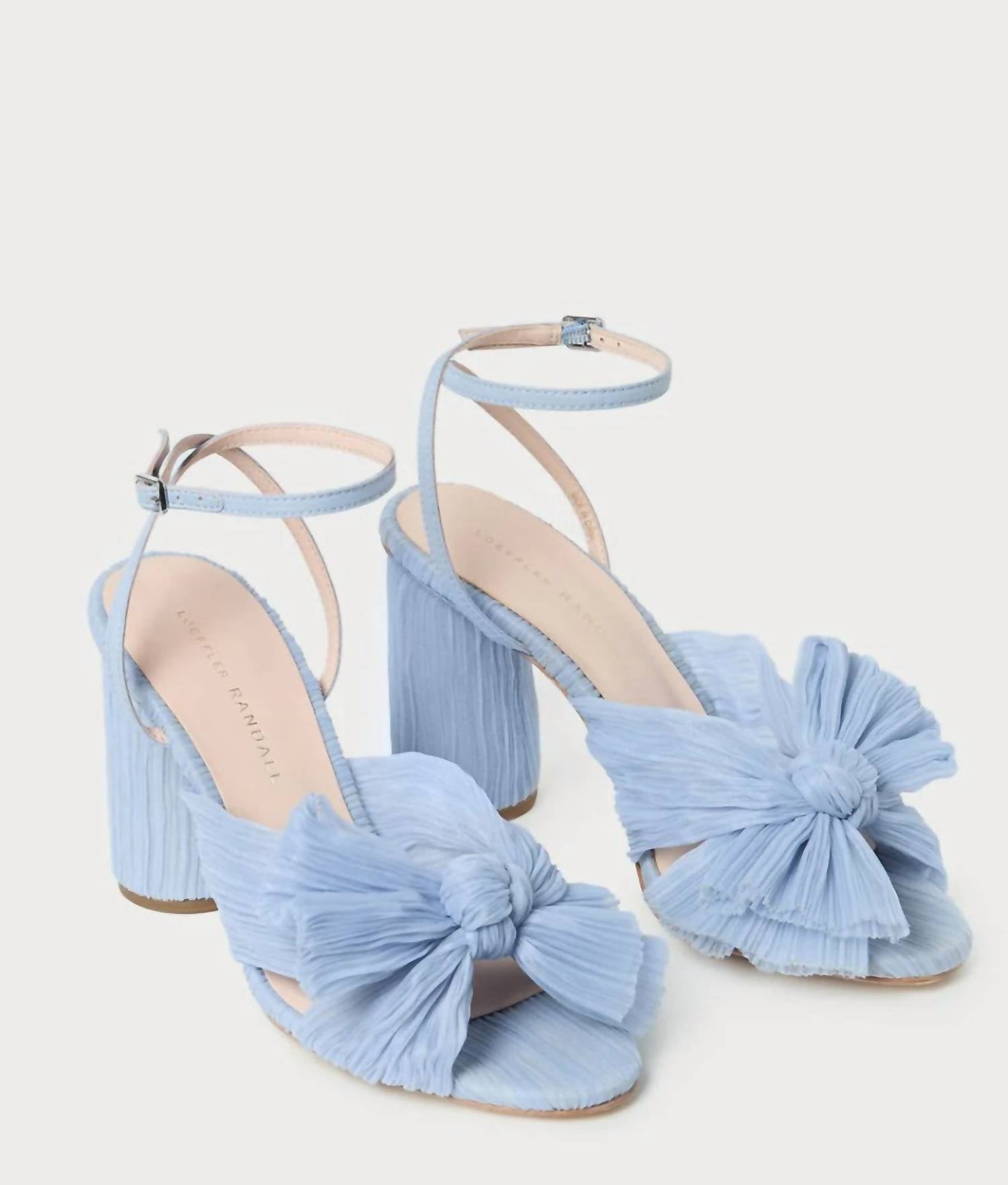 Женские туфли Camellia с бантом и складками на каблуке синего цвета Loeffler Randall — фото 2