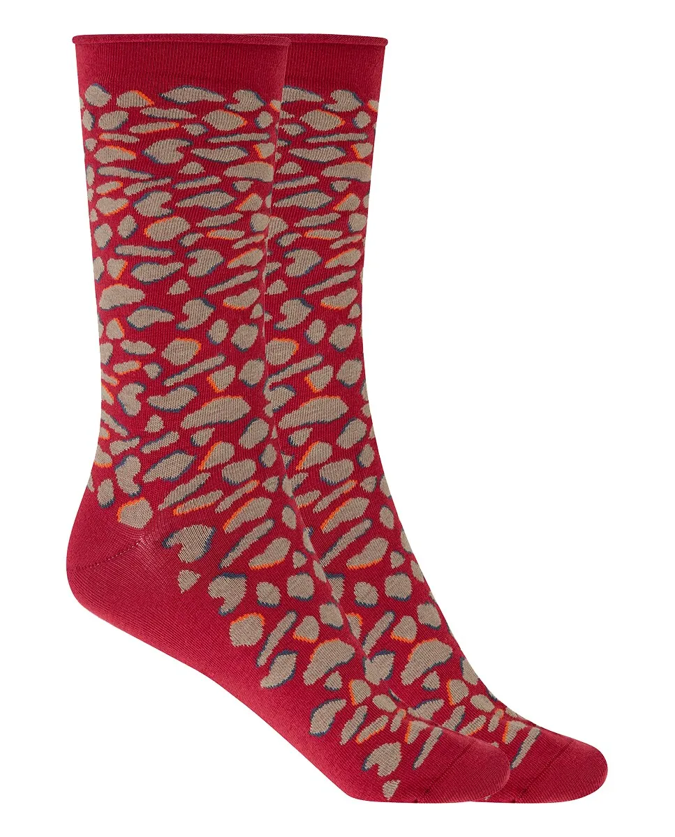 

Набор из 2 пар женских носков с животным принтом и закатанными манжетами Punto Blanco, красный
