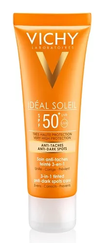 

Vichy Idèal Soleil Цветное средство против пятен 3в1 SPF 50+ Защита лица 50 мл