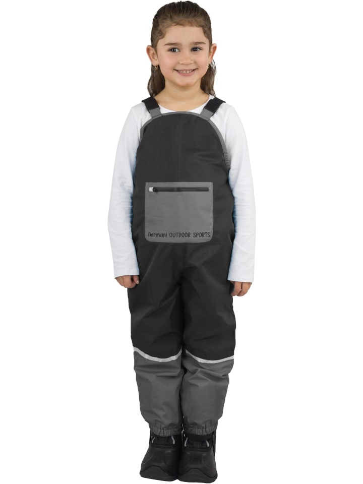 Normani Outdoor Sports Детские непромокаемые штаны на подтяжках, черные — фото 4