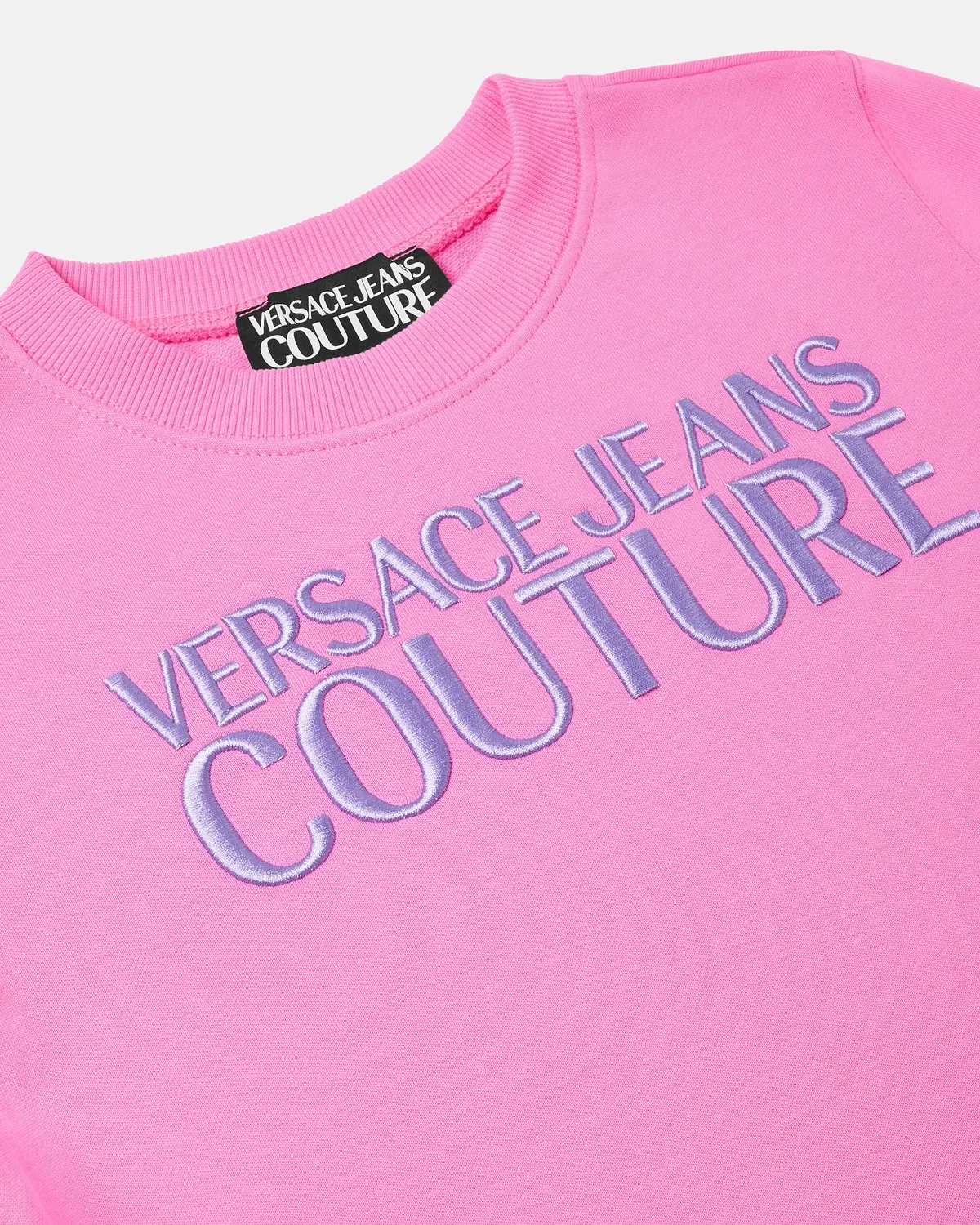 Хлопковый свитшот из джерси с вышивкой VERSACE, черный — фото 2