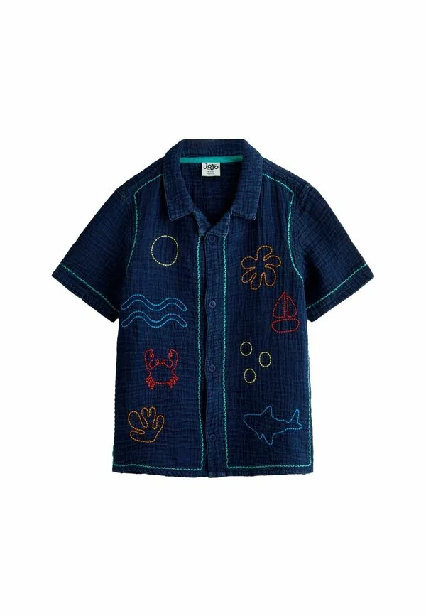 Рубашка из марли с вышивкой, стандартного кроя Jojo Maman Bébé, Navy Blue Seaside