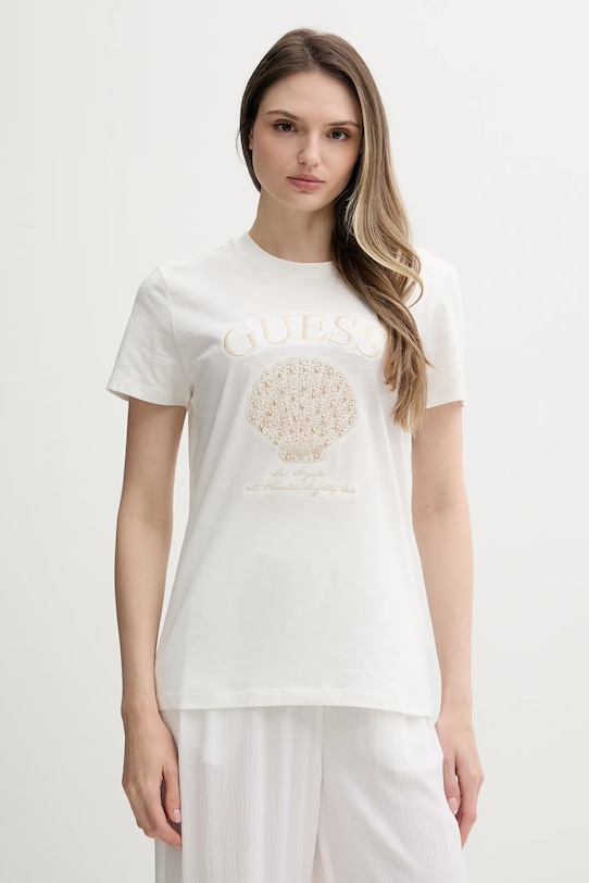 

Хлопковая футболка Guess, белый
