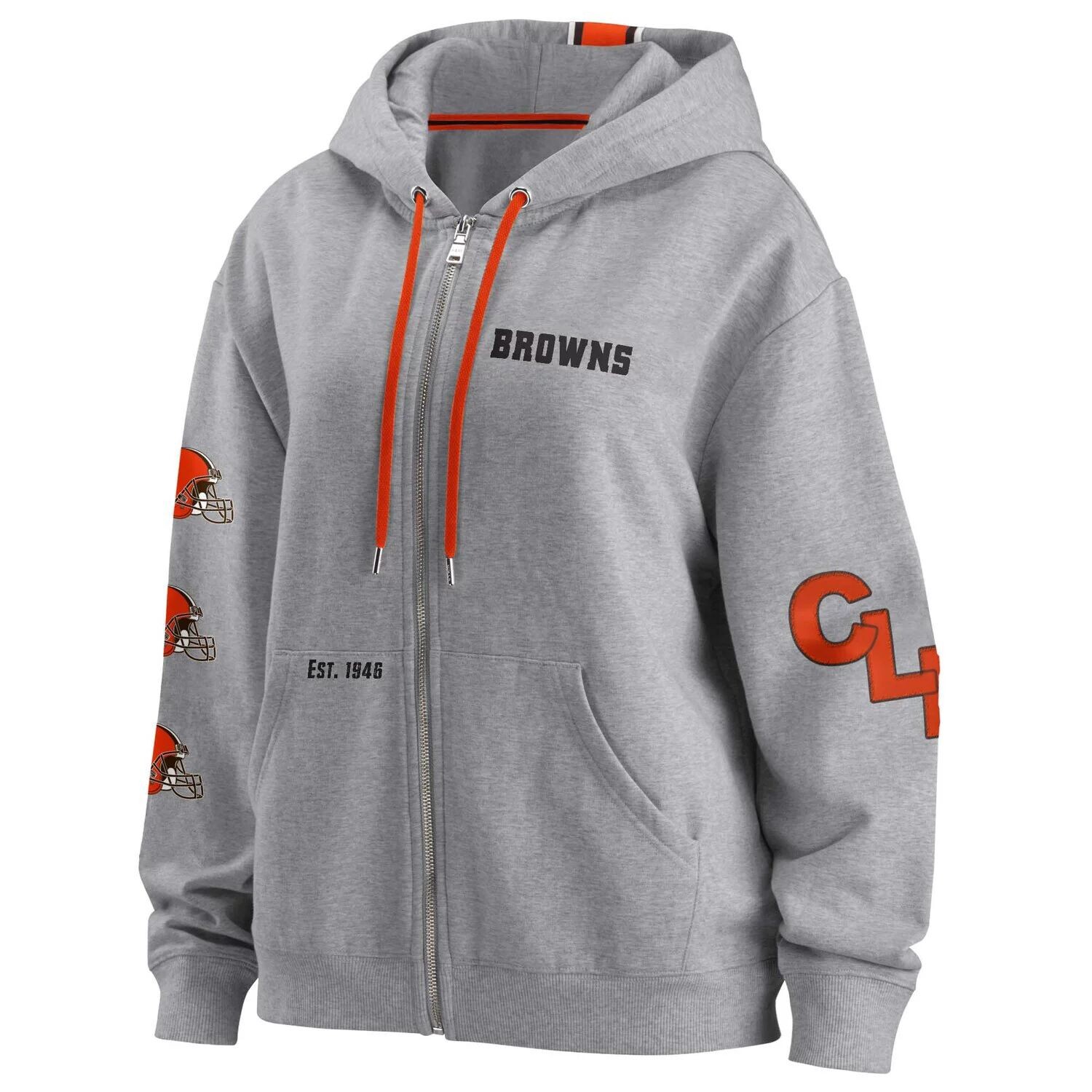 

Женская WEAR by Erin Andrews Серая толстовка с молнией во всю длину Cleveland Browns, Серый, Женская WEAR by Erin Andrews Серая толстовка с молнией во всю длину Cleveland Browns