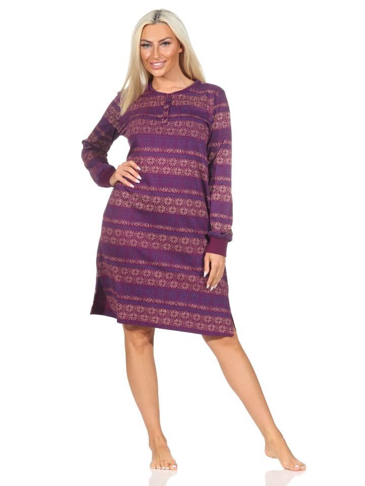 

Ночная рубашка NORMANN Langarm Bündchen Ethnolook, цвет beere