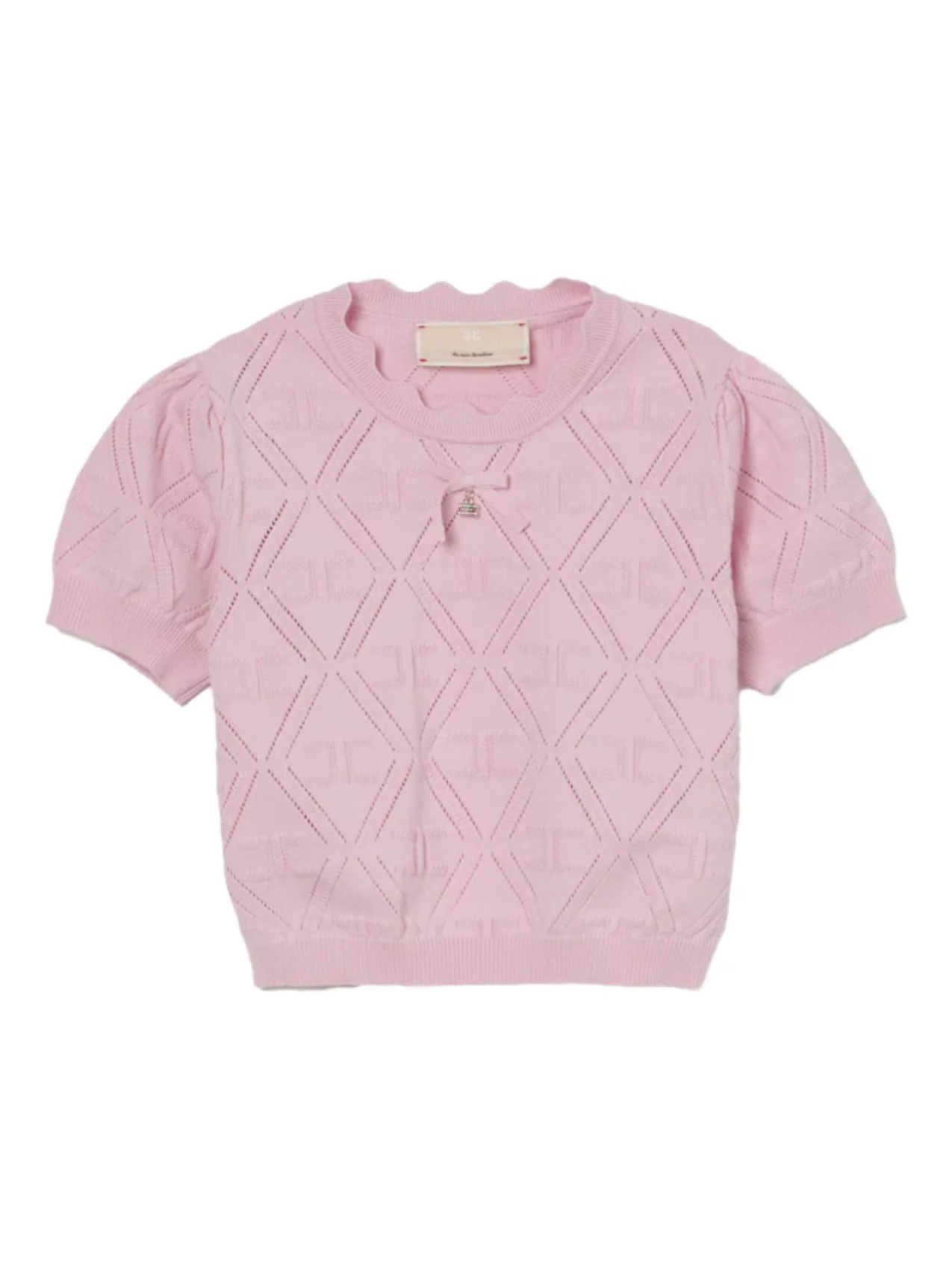 

Футболка Elisabetta Franchi Kids с рукавами-фонариками и ромбовидным узором, розовый