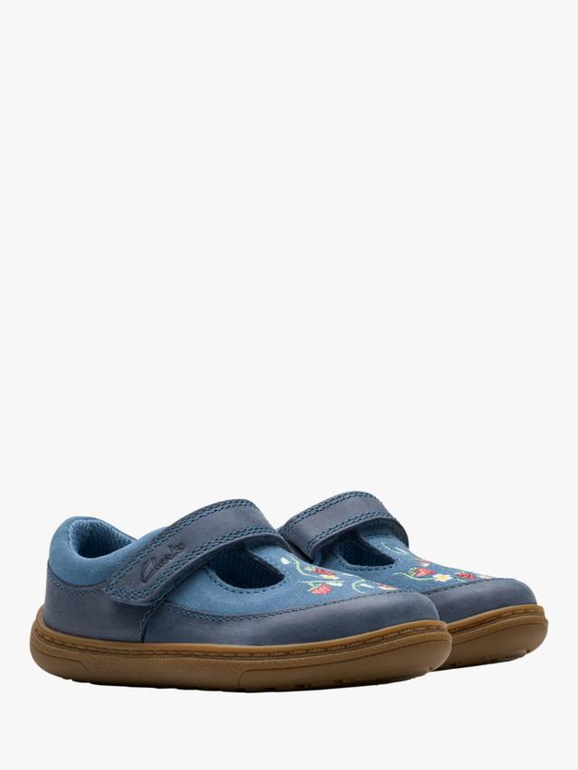 Ботиночки Clarks Baby Flash Grow First Steps T-Bar, кожаные, синие — фото 4
