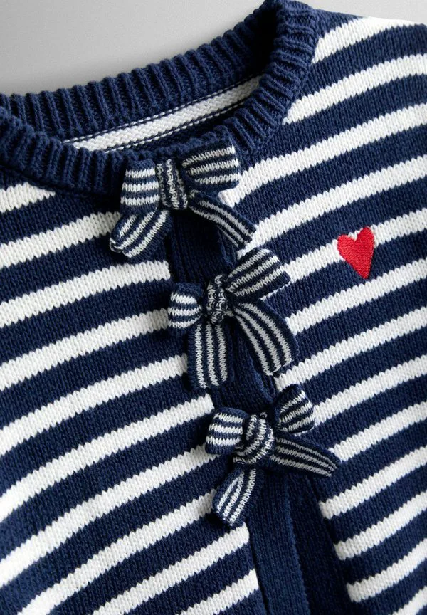 Классический кардиган в полоску с бантом спереди, прямого кроя. Jojo Maman Bébé, Navy Blue — фото 3