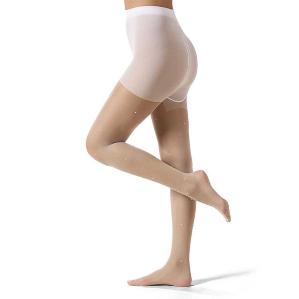 

Женские модные колготки с отделкой из искусственного жемчуга Memoi, White