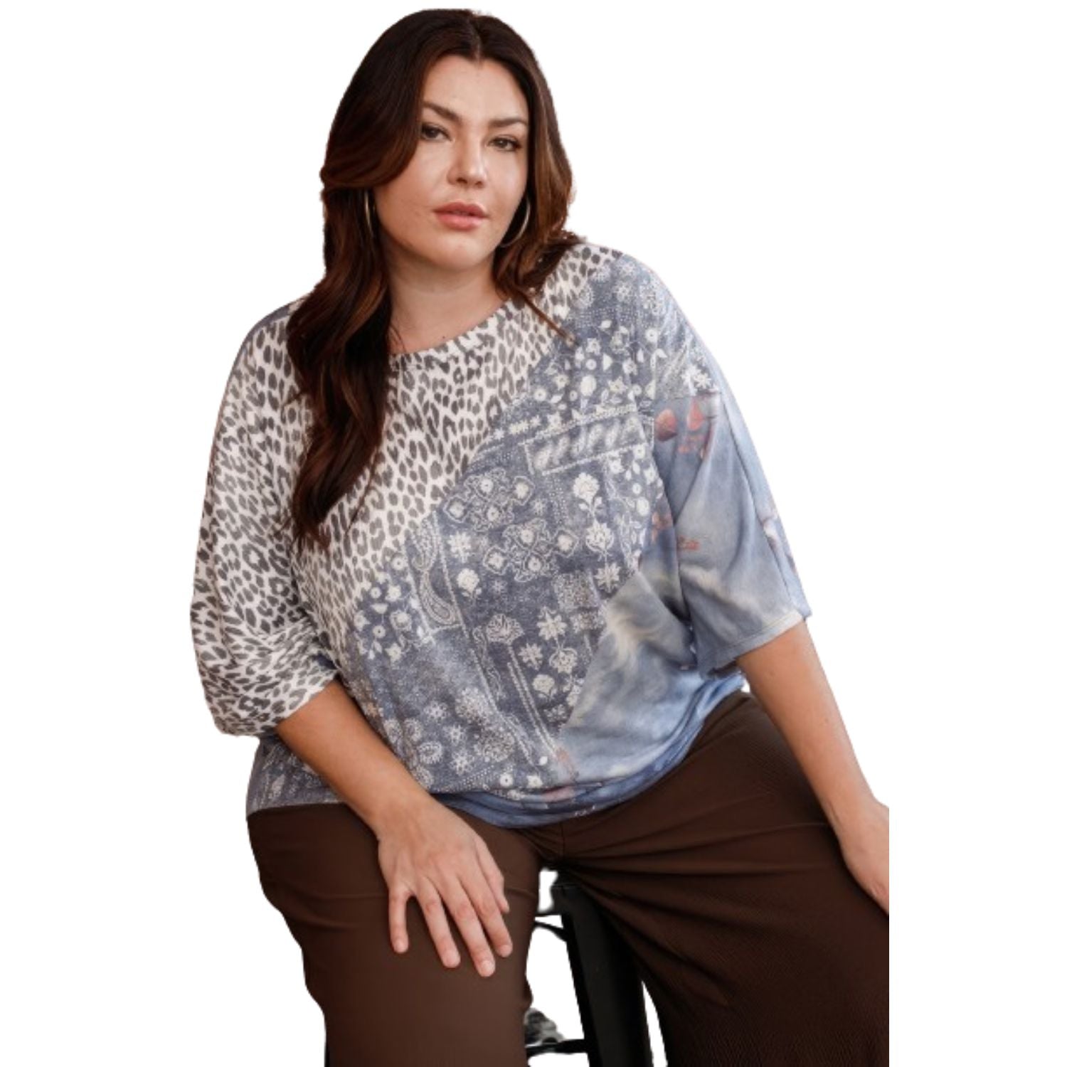 

Топ из французского трикотажа с принтом FASHNZFAB, цвет denim