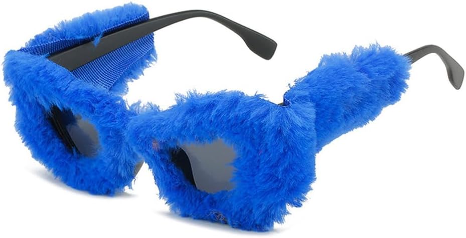 

Модные солнцезащитные очки с мягким мехом для женщин, изготовленные вручную из бархата, большие квадратные очки для женщин с защитой от УФ-излучения UV400 HYYZZC, Blue-black