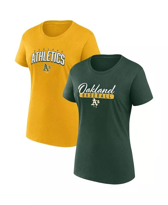 

Женский комбинированный комплект футболок для болельщиков команды Oakland Athletics зеленого и золотого цвета Fanatics