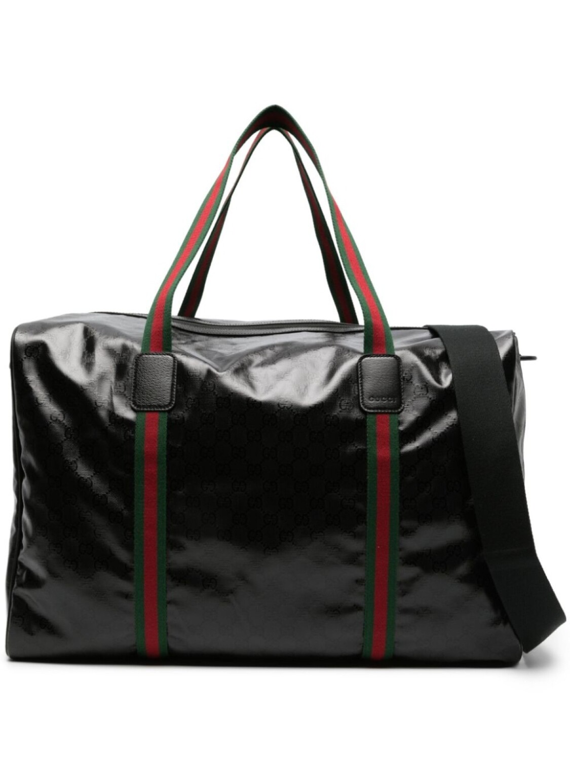 

Gucci large Web-detail leather holdall, черный