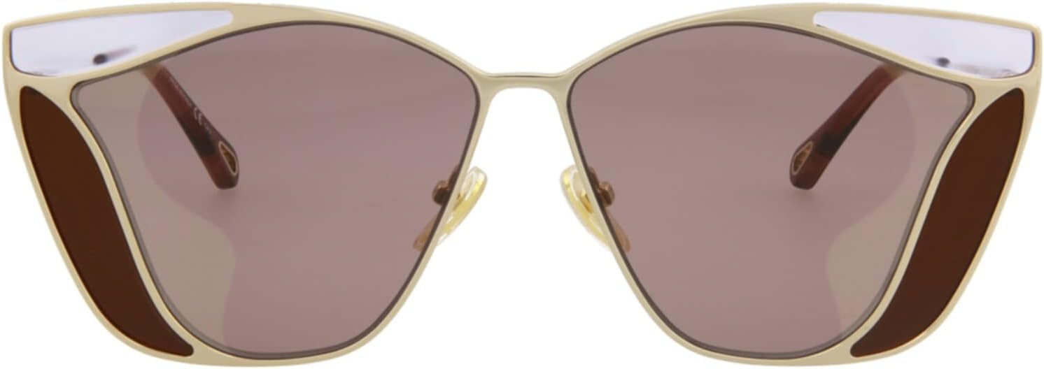 

Солнцезащитные очки Chloé квадратной/прямоугольной формы, золотисто-фиолетовые, класса люкс, изготовлены в Италии, металлическая оправа, дизайнерская мода для повседневной роскоши Chloe