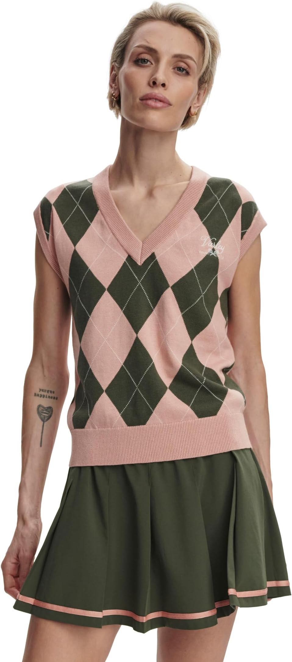 

Толстовка Varley Avika Argyle Vest, цвет Dusty Pink/Deep Ivy