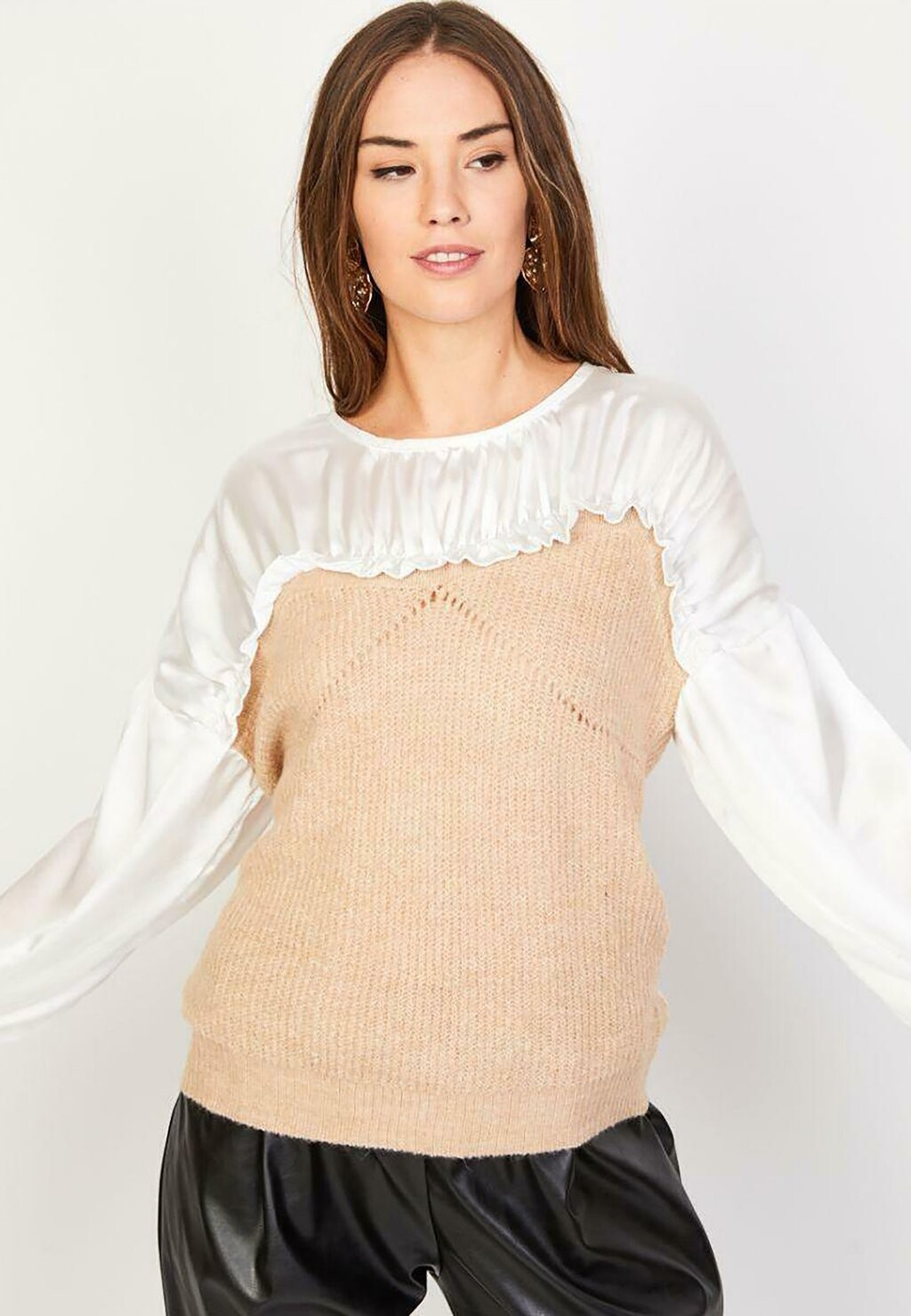 

Джемпер вязаный Love & Money с длинным рукавом, бежевый