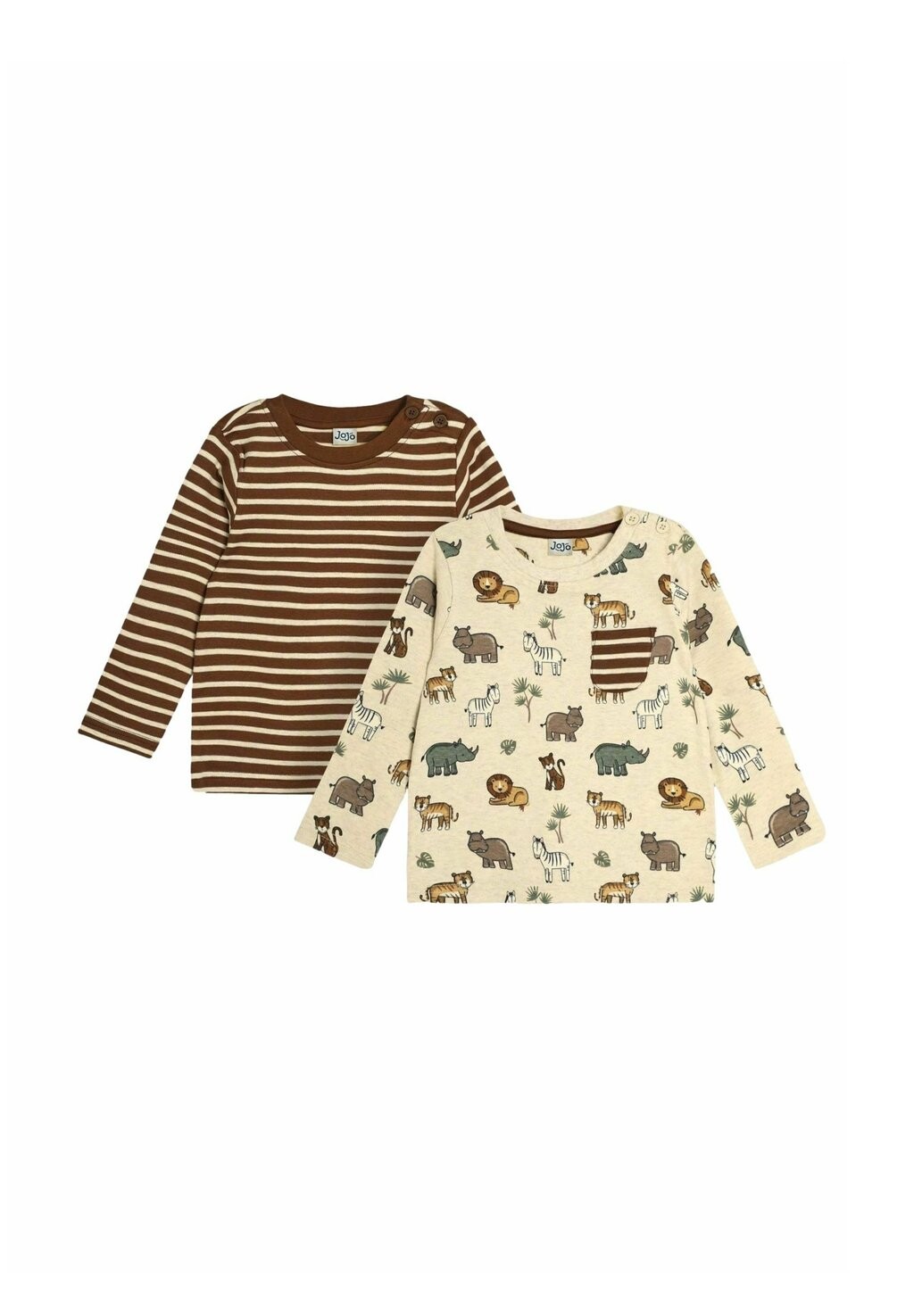 Топ с длинными рукавами SAFARI ANIMALS PRINT & STRIPE 2 PACK REGULAR FIT JoJo Maman Bébé, бежевый — фото 3