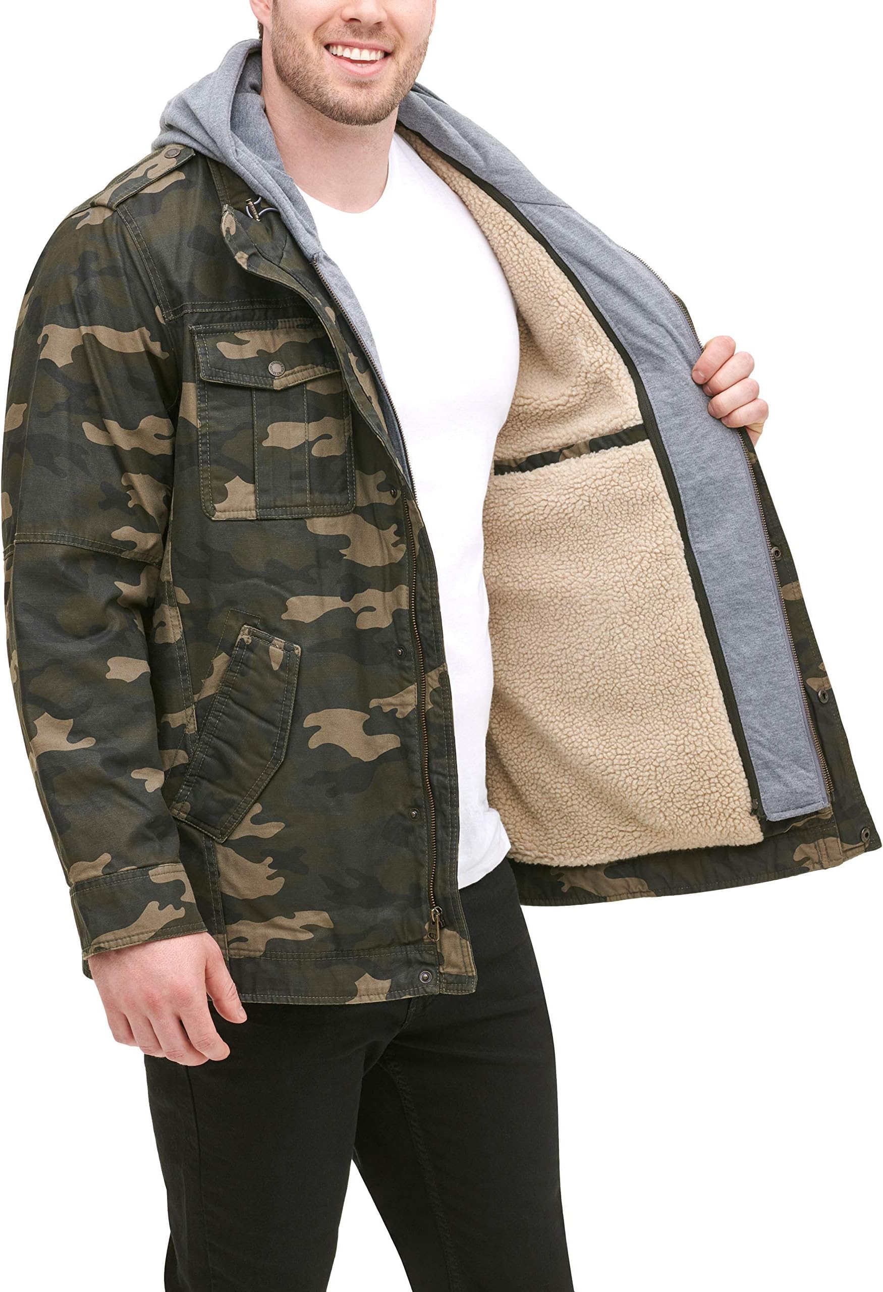 Куртка Levi's Levi's Men's Washed Cotton Hooded Military Jacket, цвет Camouflage — фото 3