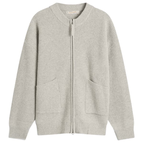 

Кардиган на молнии из шерстяной палубы Frizmworks, светло-серый