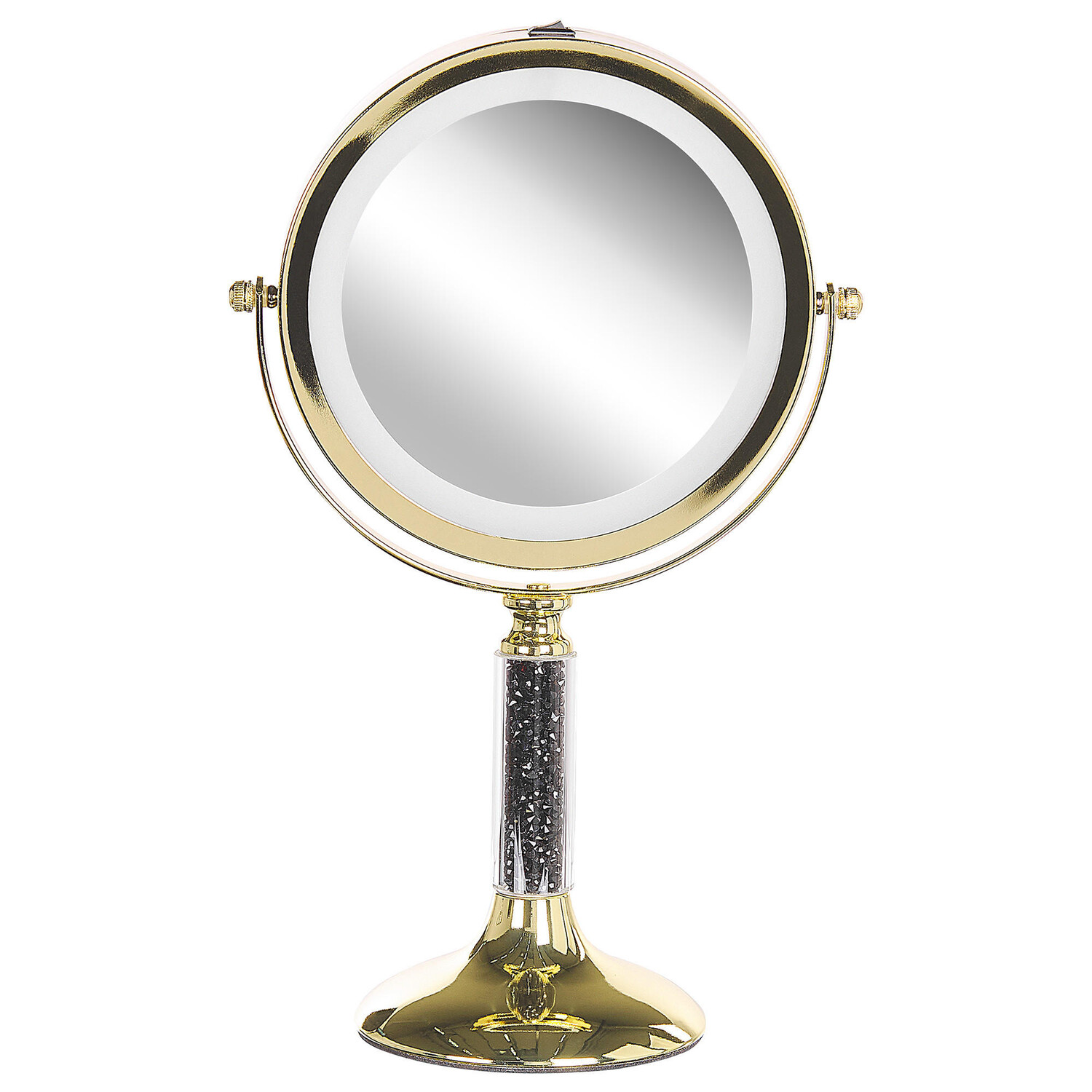 Косметическое зеркало со светодиодной подсветкой Beliani, золотой/черный — фото 4