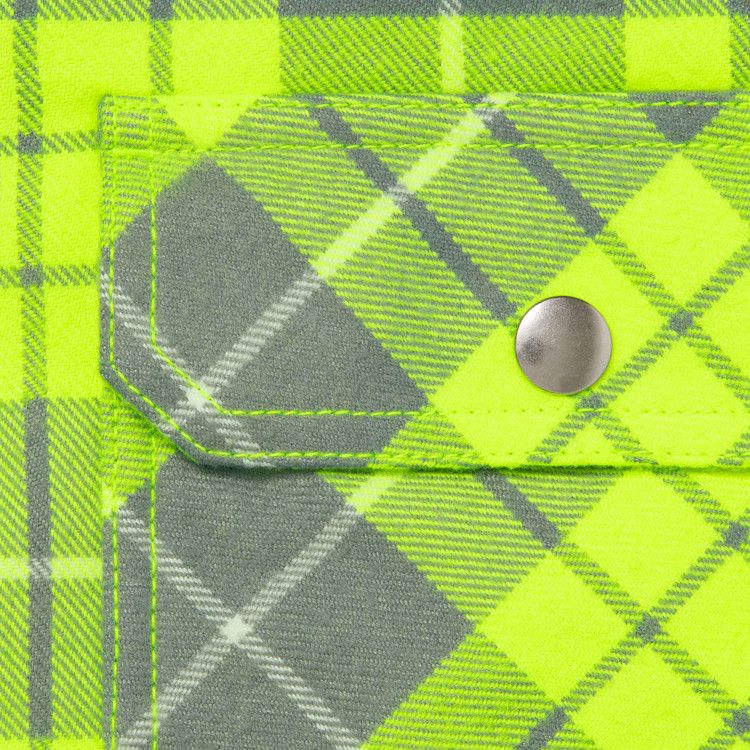Рубашка Supreme x Dickies Lined Zip Up Hooded Flannel Shirt, Fluorescent Green — фото 3