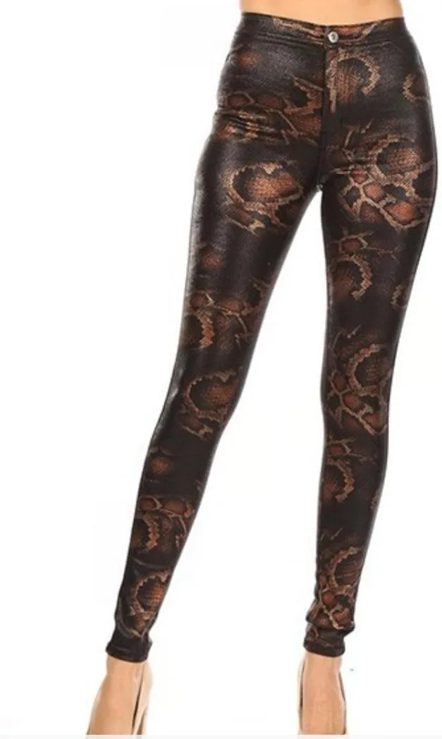 

Джинсы скинни с высокой талией и принтом snake print JC JQ