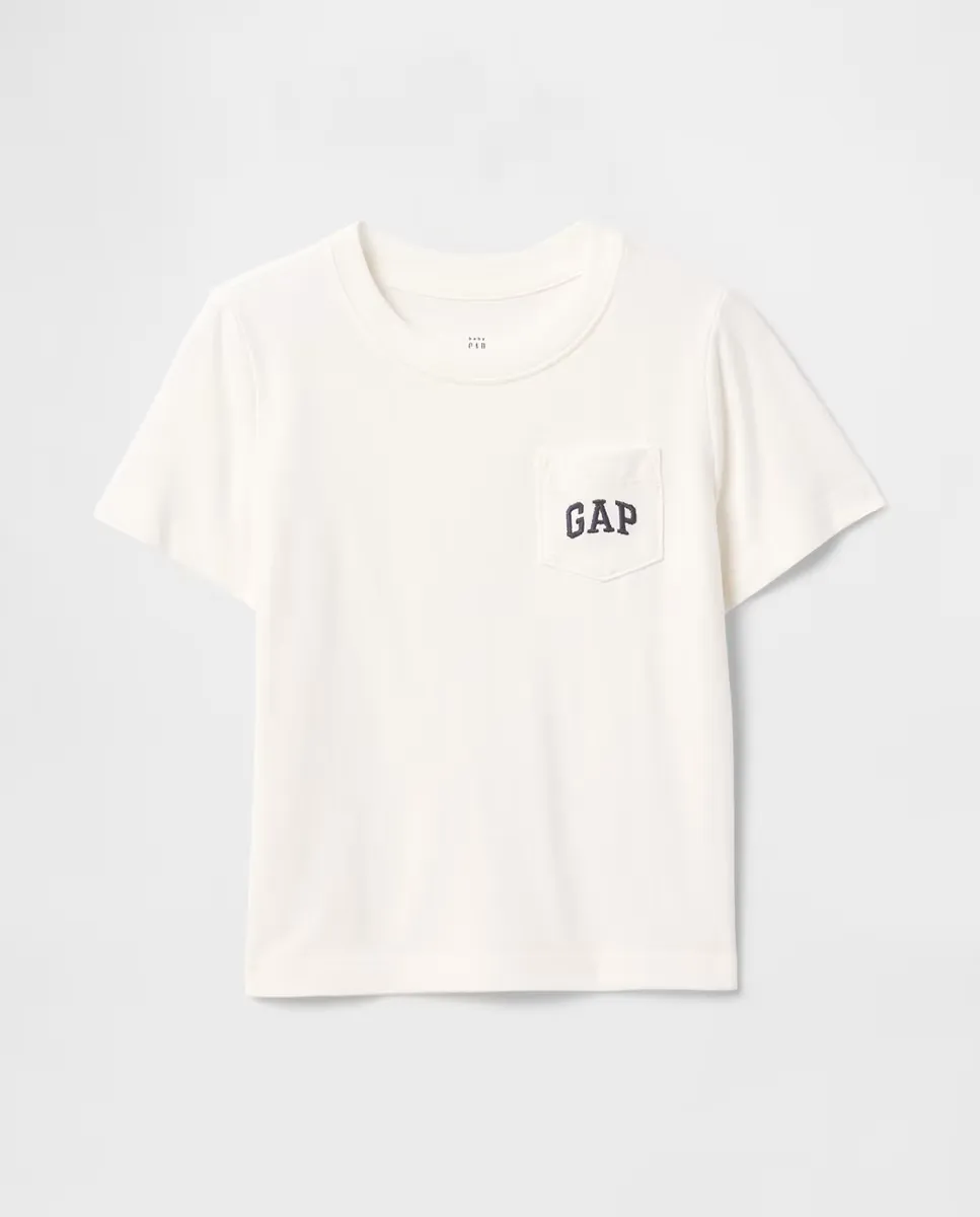 

Футболка из хлопка для мальчиков, круглый вырез и короткие рукава Gap, белый