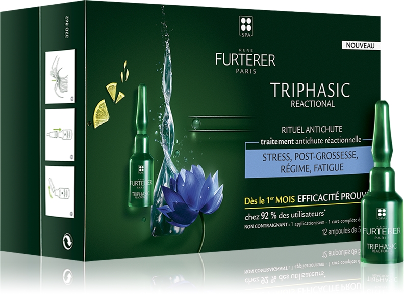 

Трехфазное реактивное комплексное средство от выпадения волос, вызванного раздражителями René Furterer, 12× 5 мл