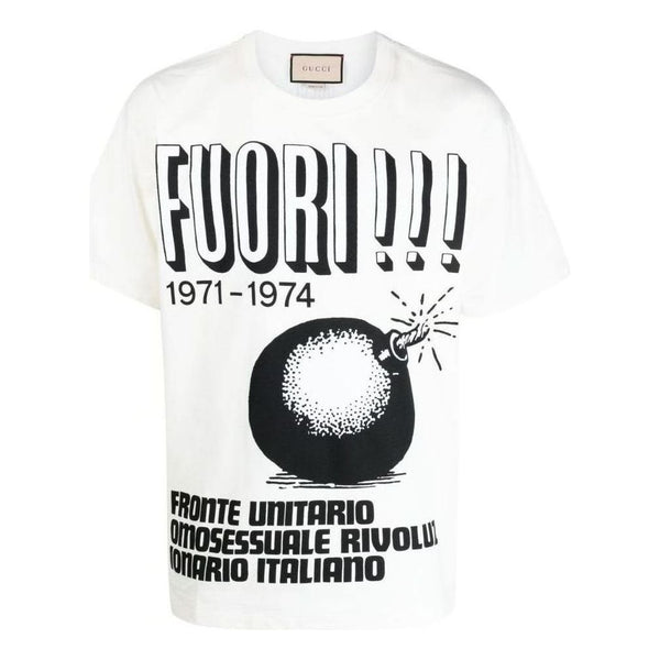 

Футболка cotton jersey with fuori!!! print t-shirt 'white' Gucci, белый