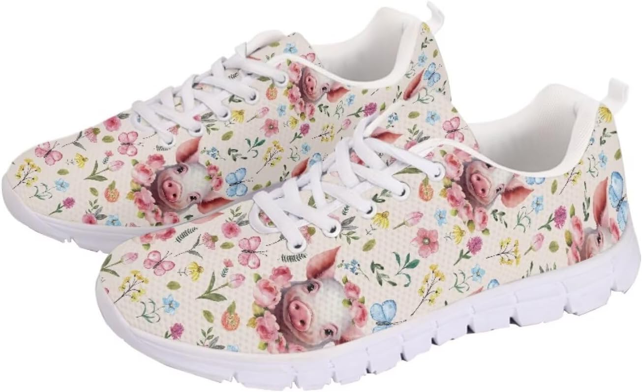 

Мужские и женские беговые кроссовки для шоссе, тенниса, ходьбы, походов. Кроссовки на шнуровке для тренировок, спортзала, легкие спортивные кроссовки Getelinseng, Pig Floral