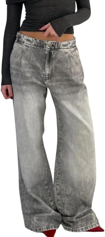 

FUNSEED женские джинсы с прямыми широкими штанинами, низкой посадкой и карманами