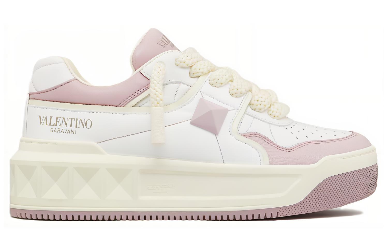 Женские кроссовки Garavani One Stud XL на шнуровке Valentino, бело-фиолетовые — фото 2