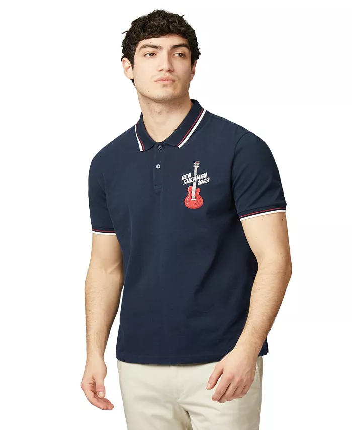 

Мужская поло с вышивкой на груди Ben Sherman, синий