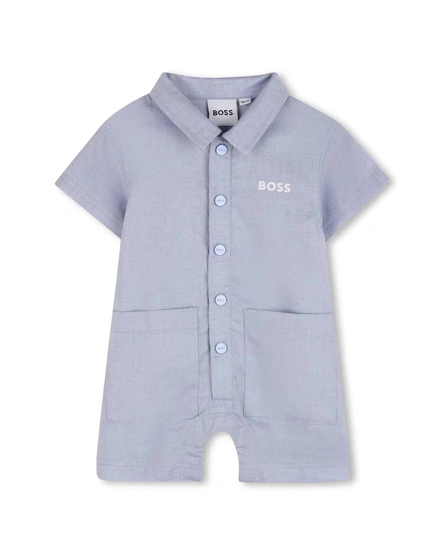 Комплект для мальчика с коротким рукавом из однотонного хлопка BOSS Kidswear, синий — фото 2