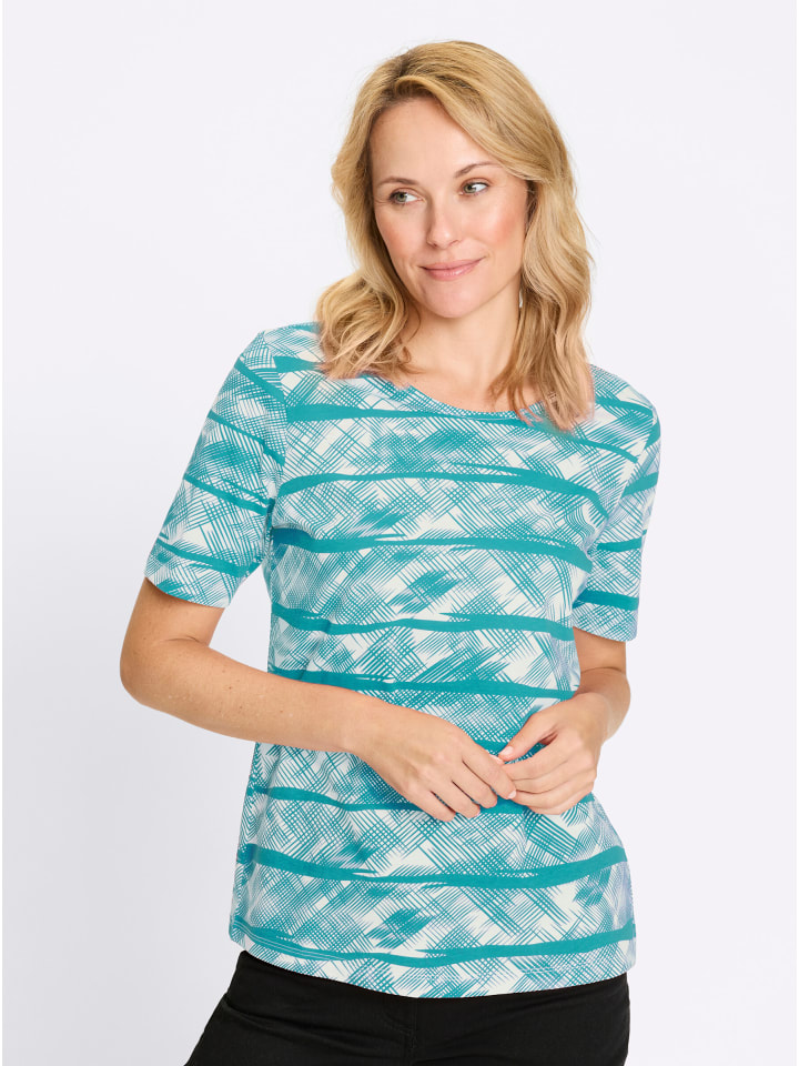 

Рубашка с короткими рукавами с принтом цвета океанского экрю Sieh an!