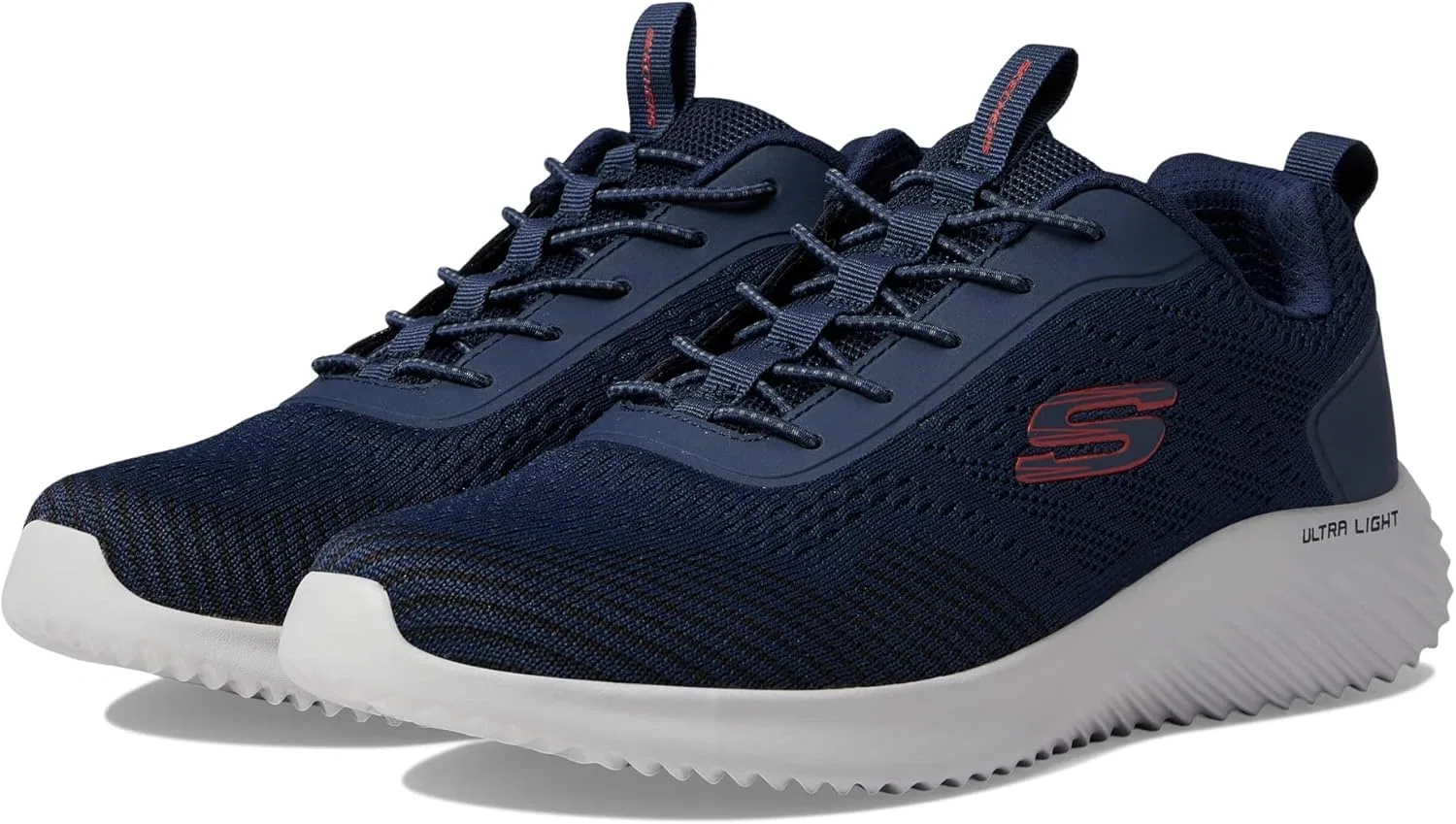 Мужские кроссовки Skechers с внутренним протектором, Navy Knit Synthetic Red Trim — фото 2