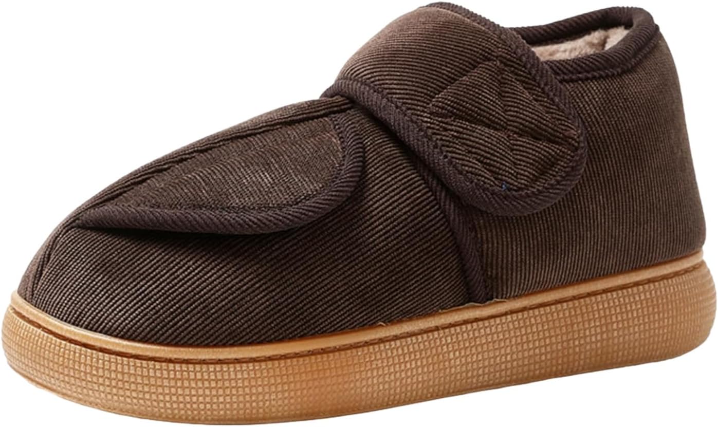 

Домашние тапочки для женщин и мужчин, широкие, мягкие, легкие, теплые, плюшевые, с регулируемой застежкой, нескользящие, с флисовой подкладкой, для женщин и мужчин с отеками и припухлостью ног Rianclud, Coffee