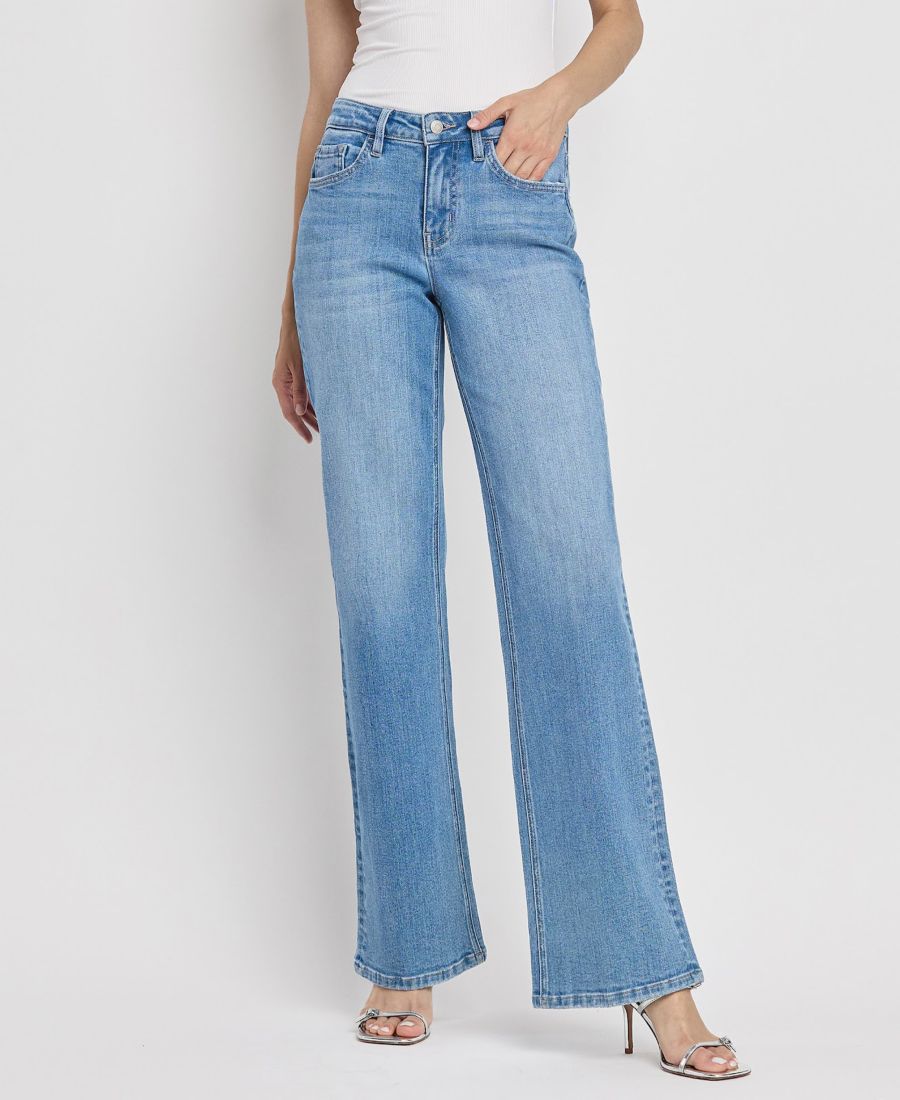 

Женские джинсы с высокой посадкой в винтажном стиле, расклешенные Flying Monkey, Impassioned blue