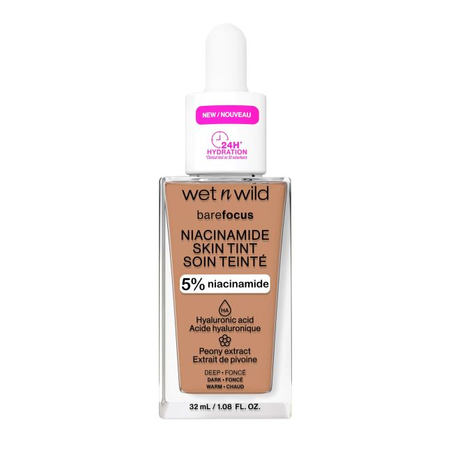 

Тональная основа Bare Focus с ниацинамидом Wet n wild, цвет deep, 32 мл